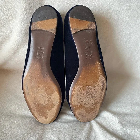 Tory Burch Easton Blue Velvet Loafers Embroidered Beetle Fairycore Regal Sz 6.5 - Picture 11 of 12